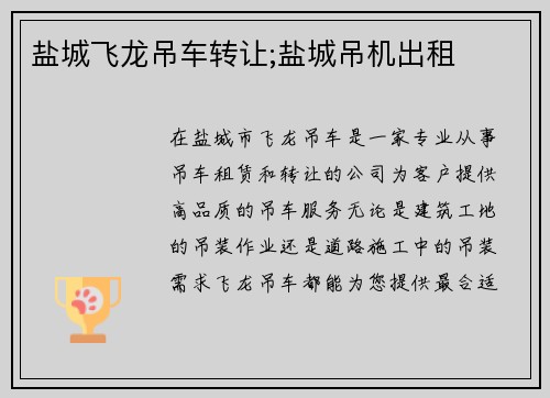 盐城飞龙吊车转让;盐城吊机出租
